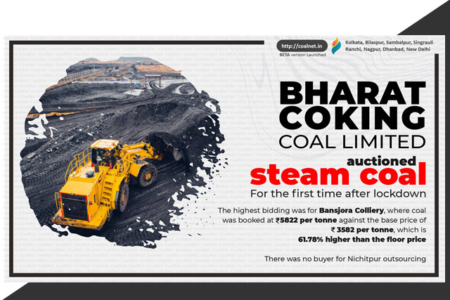 BCCL: For the first time after lockdown steam coal auctioned for Road Mode